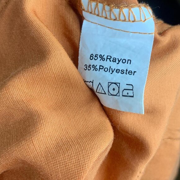 SHEIN Orange Collared Button Down Cinch Elastic Waist Cropped Blouse Top Size S - Picture 4 of 4